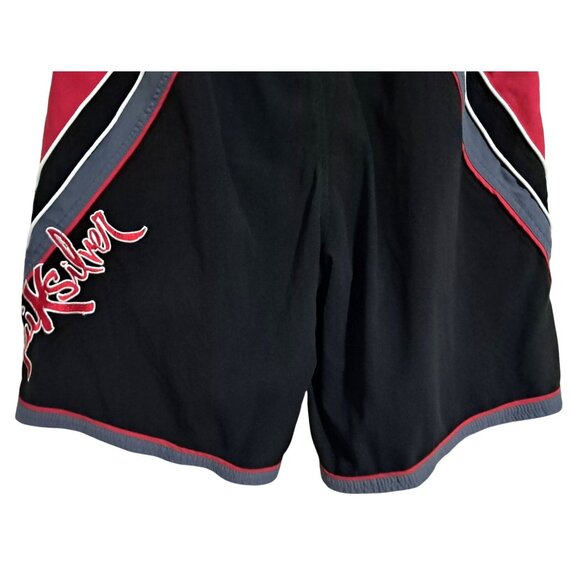 Vintage Y2K Quiksilver Board Shorts Black Red White Mesh Pockets Mens Size L Ear - Picture 9 of 11